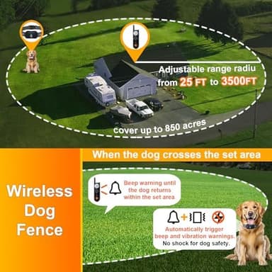 MIMOFPET Wireless Dog Fence System for 2 Dogs - Up to 3500ft Adjustable Electric Fence,Waterproof Training Collar Rechargeable,Pet Containment System for Large Medium Dogs - Image 4