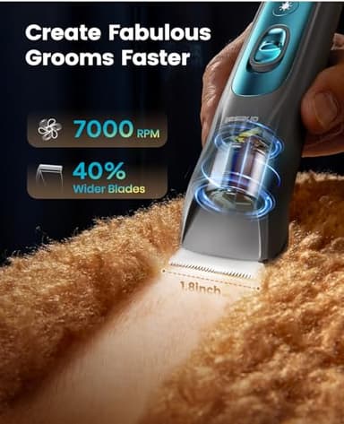 oneisall Quiet Dog Clippers for Grooming LED Light, Cordless Dog Grooming Kit 4 in 1, 2000mAh Pet Clippers Paw Trimmer Nail Grinder for Paw, Nail, Face, Ears, Legs, Body - Image 2