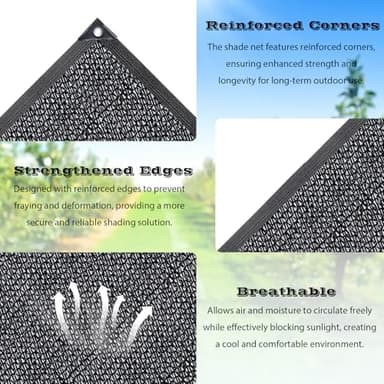 Joepen 50% Black Shade Cloth with Grommets, Greenhouse Garden Shade Cover Plant Shades from Sun, 20ft x 20ft - Image 7