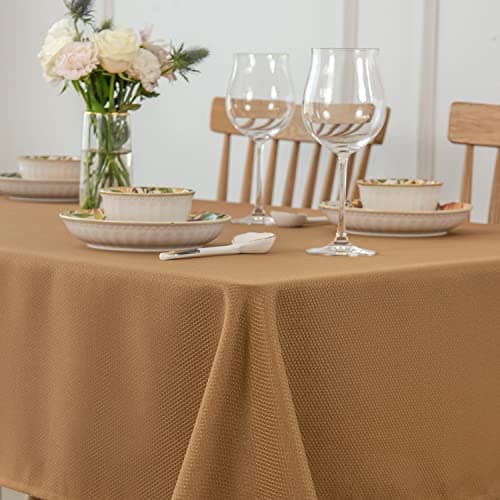 maxmill Fall Tablecloth Waterproof Spillproof Wrinkle Resistant Soft Textured Table Cloth for Harvest Thanksgiving Dinner and Party Indoor and Outdoor Use, Square 60 x 60 Inch, Amber Bronze - Image 1