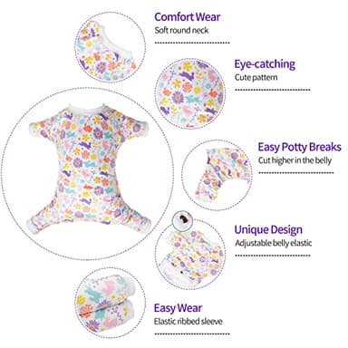 CuteBone Small Dogs Outfit Soft Puppy Onesies Pjs Dog Easter Rabbit Pajamas Pet Coat Cat Apparel Comfy Doggie Jumpsuit Bodysuit for All Seasons P276XL - Image 2