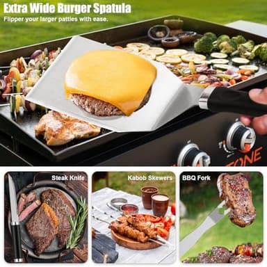 RINPIR 42pcs Griddle Accessories Kit for Blackstone, Flat Top Grill Spatula Set with Enlarged Spatulas, Melting Dome and Burger Press, Professional Hibachi Tools Gifts for Outdoor BBQ Teppanyaki - Image 5