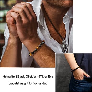 Sereney Step Dad Fathers Day Gifts for Bonus Dad Bracelet from Daughter as Step Fathers Birthday Gifts Fathers Day Bracelet, Adjustable Triple Protection Step Dad Gifts from Son Daughter Men Wife - Image 2