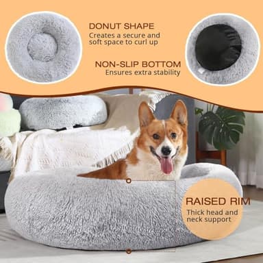 JOLLYVOGUE Dog Bed, Calming Anti-Anxiety Large Dog Bed, Fluffy Donut Cushion for Medium and Large Pets (27"/30"/36") - Image 5