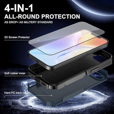 RonShieh for iPhone 16e Case [Shockproof] [Dropproof] [Heavy Duty Protection] [Pocket-Friendly] Slim & Tough Non-Slip Protective Phone Cover for iPhone 16 e 2025 6.1inch, Navy Blue - Image 2