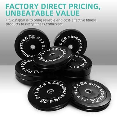 Fitvids Olympic 2" Bumper Plates Set Including 370LB Complete Weight Set (10Lb to 55LB) & 7FT Olympic Barbell Bar(415 Pounds Total), Multiple Packages - Image 5