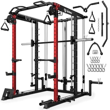 Goimu S1-V4 Smith Machine, 2000LBS Power Cage with Cable Crossover System, All-in-One Squat Rack with Smith Bar, Workout Cage Strength Training Equipment with Attachments (RD Package Smith Machine) - Image 1