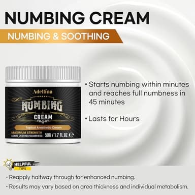 Numbing Cream Maximum Strength: 6 Hours Painless Numbing Cream for Piercing Waxing Injections Microblading Hemorrhoid 50g/1.7oz - Image 3