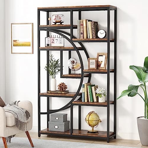 Tribesigns Bookshelf, Industrial 5 Tier Etagere Bookcase, Freestanding Tall Bookshelves Display Shelf Storage Organizer with 9-Open Storage Shelf for Living Room, Bedroom - Image 1