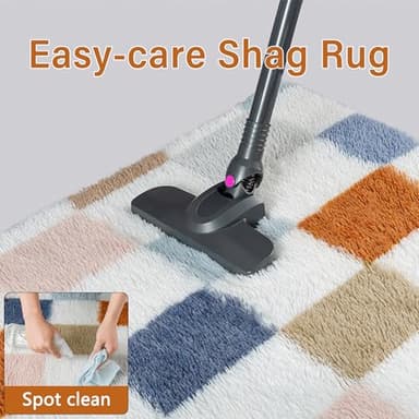 PureCozy Checkered Rug 8x10 for Living Room, Modern Rainbow Shag Rug Washable Non-Slip Large Area Rug Super Soft Indoor Fuzzy Carpet Fluffy Rugs for Bedroom Home Aesthetic Decor - Image 7