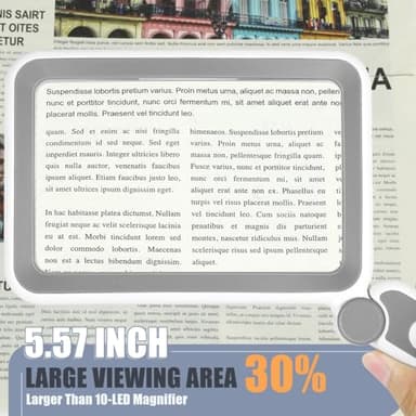 AKKYCVS Magnifying Glass with Light, Rechargeable 5X Large Page Magnifier for Reading, Folding Handheld Dimmable, LED Lighted Rectangle Magnifier for Reading Book Small Print for Seniors Low Vision - Image 2