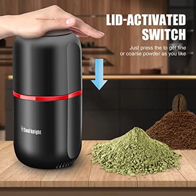 COOL KNIGHT Herb Grinder [large capacity/fast/Electric ]-Spice Herb Coffee Grinder with Pollen Catcher/- 7.5" (Black) - Image 3