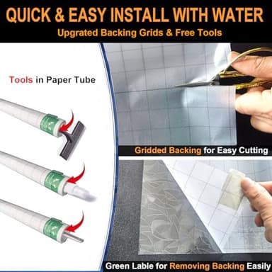 Dwersty Rainbow Window Privacy Film with Cutting Reference Line, 3D Decals Stained Glass Clings, Static Cling Sticker, Suncatcher Windows Cover Tint for Home, 17.5 Inch x 78.74 Inch - Image 4