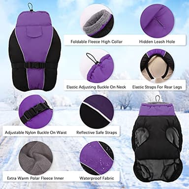IDOMIK Dog Winter Coat - Reflective Waterproof Jacket for Cold Weather, Warm Fleece Snow Jacket with High Collar, Adjustable Buckle, Small to Large Sizes - Image 3
