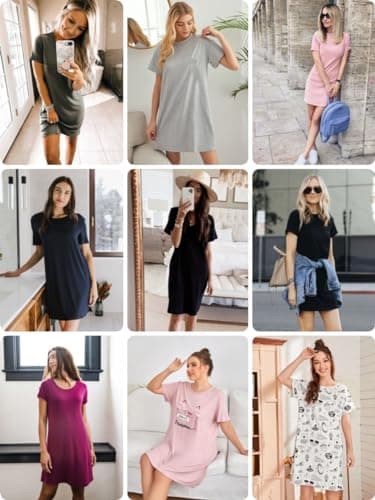 Olankaro Women's Nightgown 2 Pack Nightshirts Short Sleeves Sleepwear Soft O Neck Nightdress(Black+Leopard,M) - Image 4