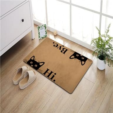 Funny Welcome Doormat For Indoor Entrance Way Decor Door Mats for Front Door Hi Bye Cute Cats Personalized Monogram Kitchen Rugs and Mats With Anti-Slip Rubber Back Novelty Gift Mat(23.7 X 15.9 in) - Image 6