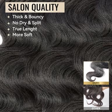 WEQUEEN Body Wave Bundles Human Hair Bundles 16A Brazilian Virgin Hair 20 22 24 Inch Thick Weave Natural Black - Image 3