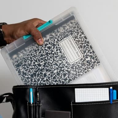 IRIS USA 6 Qt. Plastic Storage Bins Containers with Lids, 4 Pack, Small Sensory Bin, Craft Storage, Craft Organizers & Storage, Organizing Container for Home, Office & Art Supplies, Stackable, Clear - Image 7