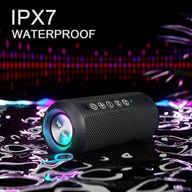 Ortizan Portable Bluetooth Speaker: IPX7 Waterproof, 24W Loud Sound, Deep Bass, Bluetooth 5.3, LED Lights, Wireless Stereo Pairing, 30H Playtime, for Home/Outdoor/Party/Beach, Birthday Gift (Black) - Image 7