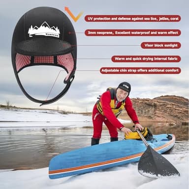 Tontron 3mm Neoprene Watersports Cap for Kayaking,Rafting,Surfing,SUP,Diving,and Swimming (Large) Black - Image 2