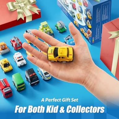 JOYIN 18 Pcs Pull Back City Cars and Trucks Toy Vehicles Set, Friction Powered Cars Toys for Toddlers, Kids Stocking Stuffers, Treasure Box Gifts for Classroom, Christmas Great Gifts for Grandkids - Image 4
