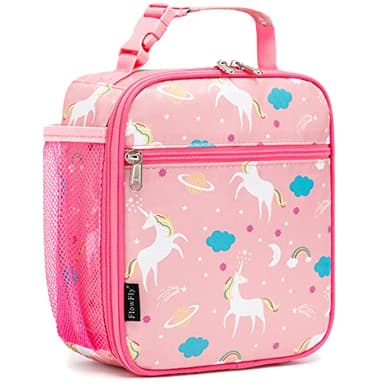 FlowFly Kids Lunch box Insulated Soft Bag Mini Cooler Back to School Thermal Meal Tote Kit for Girls, Boys, Unicorn - Image 1