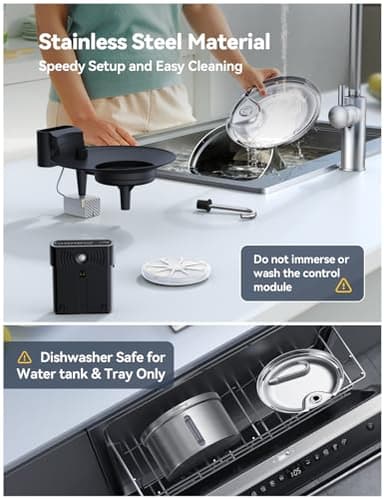 Wireless Cat Water Fountain Stainless Steel [Water & Battery Separation] FEELNEEDY Smart Pet Water Fountain, 4000mAh Battery Operated Water Fountain for Cats Dogs 3.5L/118oz + 6 Filters - Image 8
