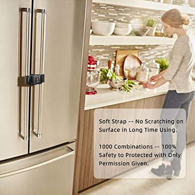 Fresheracc Fridge Freezer Refrigerator Cabinet Lock Latch, (2 Packs) Adjustable French Door Guard for Toddlers Children Kids Special Needs, No Drill No Screw No Adhesive (2 Packs Black) - Image 3