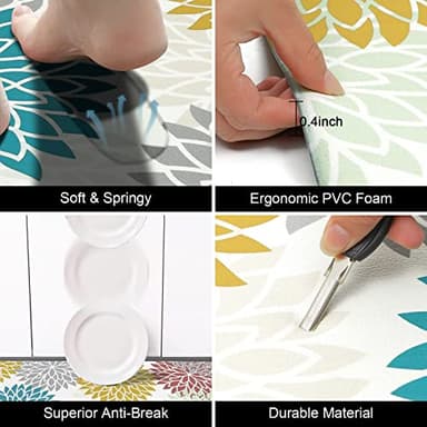 HEBE Anti Fatigue Kitchen Rug Sets 2 Piece Non Slip Kitchen Mats for Floor Cushioned Kitchen Rugs and Mats Waterproof Comfort Standing Mat Runner for Kitchen,Home Office,Sink,Laundry - Image 4