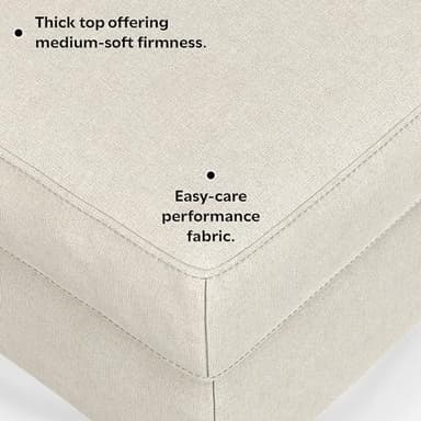 SIMPLIHOME Ava Ottoman in 100% Recycled Polyester Tightly Woven Performance Fabric, Cream, 36-inch Wide, Mid-Century Modern Style Multipurpose Table or Footrest Ottoman, Assembled,for Living Room - Image 13