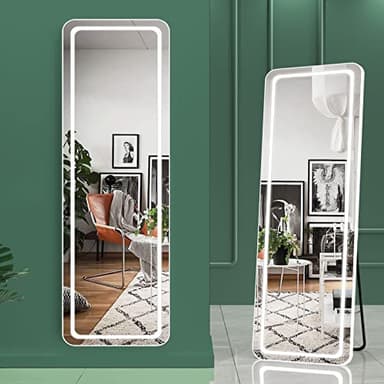 Hasipu Full Length Mirror with Lights, 56" x 16" LED Floor Mirror, Full Body Dressing Standing, Hanging Mounted Mirror for Living Room Bedroom Cloakroom, Round White - Image 8