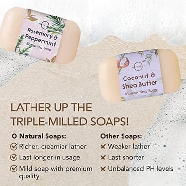 O NATURALS 100% Natural Bar Soap - Gift Set - Organic Ingredients & Essential Oils - Spa Gifts for Women & Men, Body Wash & Face Soap - 6PC Natural Collection - Image 5