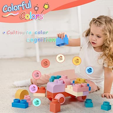 Top STEM Soft Building Block Sets for Kids Aged 18 months to 6 years old.Mega Building Blocks for preschool.Large Construction Block Toys for Toddler to Improve Imagination、Creativity、Hands-on Ability - Image 3