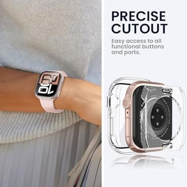 Tensea (2 in 1) for Waterproof Apple Watch Screen Protector Case Series 11/10 46mm Accessories, 360 Front and Back, iWatch PC Face Cover with Tempered Glass for Women Men, 46 mm - Image 6