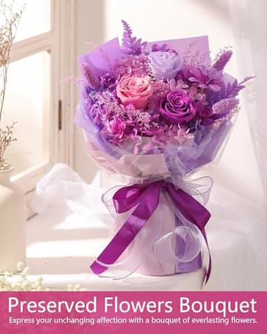 Flowers Gifts for Mom,Flowers Roses Bouquet Gifts for Women,Wife,Grandma and Best Friend/Flower for Delivery Prime/Purple Rose - Image 2