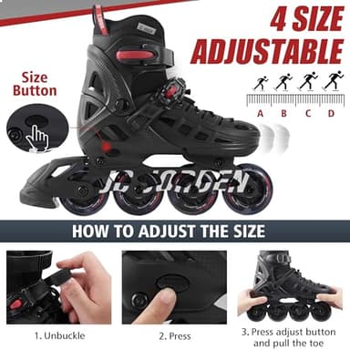 Inline Skates for Kids Girls and Boys, 4 Sizes Adjustable Roller Skates Blades with Full Light Up Wheels for Women Men, Durable Outer Shell, Roller Skates 4-12 Adults - Image 5