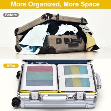 PFEYRPK 7 Set Compression Packing Cubes Packing Organizer for Travel,Travel Accessories for Carry on Luggage Suitcase Backpack Expandable Organizers(White) - Image 5