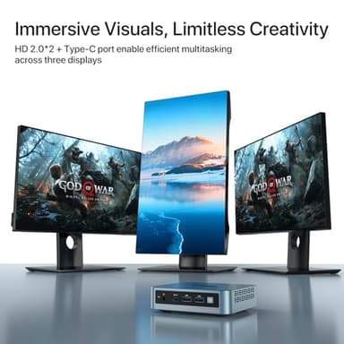 PELADN Mini PC, N97(up to 3.4GHz),16GB DDR4/512GB SSD,Type-C/Dual HDMI,Mini Desktop Computer,4K/60Hz Triple-Display USB3.2/BT4.2/WiFi5 Mini Computers for Home Business - Image 5