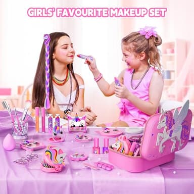 Kids Makeup Kit for Girl - Girls Makeup Kit Toys with Flying Horse Storage Case, Kids Play Makeup Set for Christmas Birthday Gift 3 4 5 6 8 10 11 12+ Years Old - Image 2