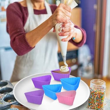 Cabilock 12pcs Silicone Cake Molds Reusable Non-stick Cupcake Liners Muffin Baking Cups Triangle Shape Pudding Jelly Molds for Baking - Image 8
