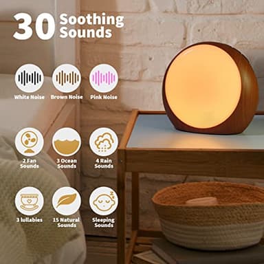 Brown Noise Sound Machine White Noise Machine with 12 Color Night Lights 30 Soothing Sounds Auto-Off Timer Calming Sleep Machine with Memory Function for Baby Kids Adult for Office Privacy - Image 2
