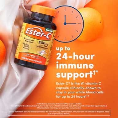 American Health Ester-C with Citrus Bioflavonoids Capsules - Gentle On Stomach, Non-Acidic Vitamin C - 500 mg, 60 Servings, 120 Count - Image 3