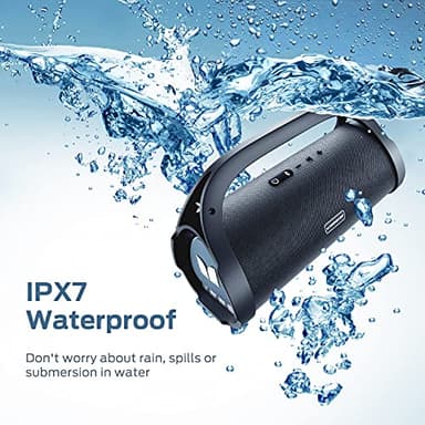 Monster Adventurer Max Bluetooth Speaker, IPX7 Waterproof Portable Speaker with Double Subwoofer, 100W Stereo Sound and Rich Bass, Wireless Outdoor Speakers for Home, Beach, 24H Play, Silver - Image 3