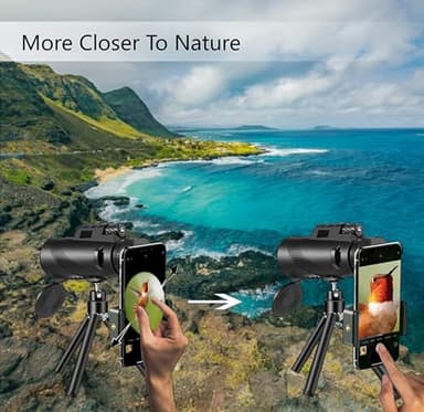 Monocular-Telescope 80x100 High Powered Monoculars High Definition for Adults High Powered with Smartphone Adapter Telescope Hunting Wildlife Bird Watching Travel Camping Hiking-Black - Image 9