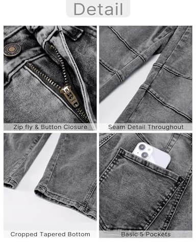 GRAPENT Casual Pants for Women Womens Cropped Jeans para Mujer High Waisted Ankle Jeans for Women Womens Clothing Baggy Barrel Jean Pants Color Foxy Gray Large Size 12 Size 14 - Image 5