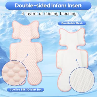 Kaseeous Baby Car Seat Cooler Pad, Mink Dot Car Seat Cooling Pad for Girls Boys, Stroller Cooling Pad with 3D Breathable Mesh, Multifunctional Infant Car Seat Cooling Insert Liner for Summer - Image 2