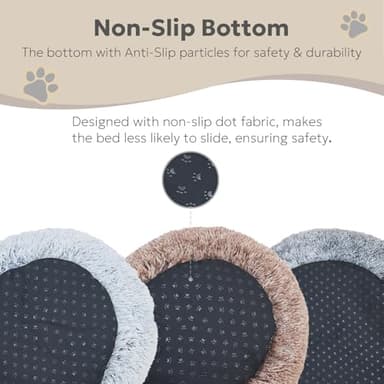 OlaPhum Calming Dog Bed for Medium Size Dogs, Anti-Anxiety Donut Medium Pet Bed Washable, Anti-Slip Round Fluffy Plush Faux Fur Puppy Bed, Fits up to 45 lbs Pets (Dark Grey, 30") - Image 5