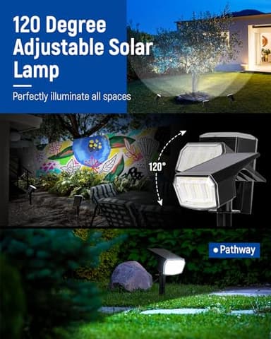 AUDERWIN Solar Spot Lights Outdoor Waterproof 6 Pack IP65, 63 LED 3 Lighting Modes Spotlights for Yard Garden House Garage Pathway - Image 4