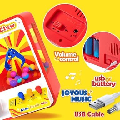 JOYIN Claw Machine Arcade Toy with LED Light & Adjustable Sound, Rechargable Dispenser Toys Mini Vending Machine for Kids - Perfect Christmas & Birthday Big Gifts for Kids, Ages 3+ - Image 5