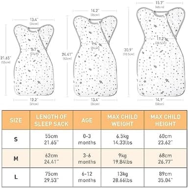 Baby Sleep Sack Swaddles for Newborn 0-3 Months, Arms Up Swaddle Blanket 2 Packs Cotton, Hands Up 3-Way Transitions to Arms-Free Wearable Sleeping Sack Bag for Boys Girls Snug Fit Calms Startle Reflex - Image 6